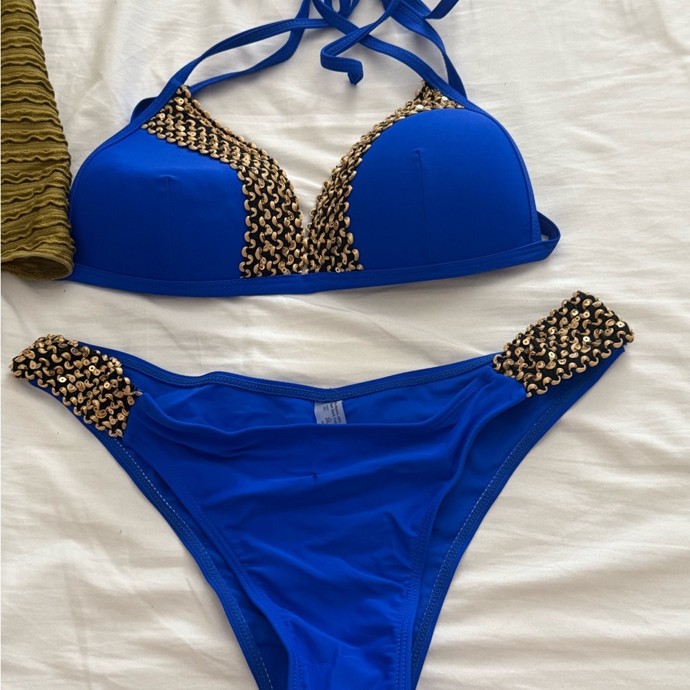 Royal Blue and Gold Women's Bikini